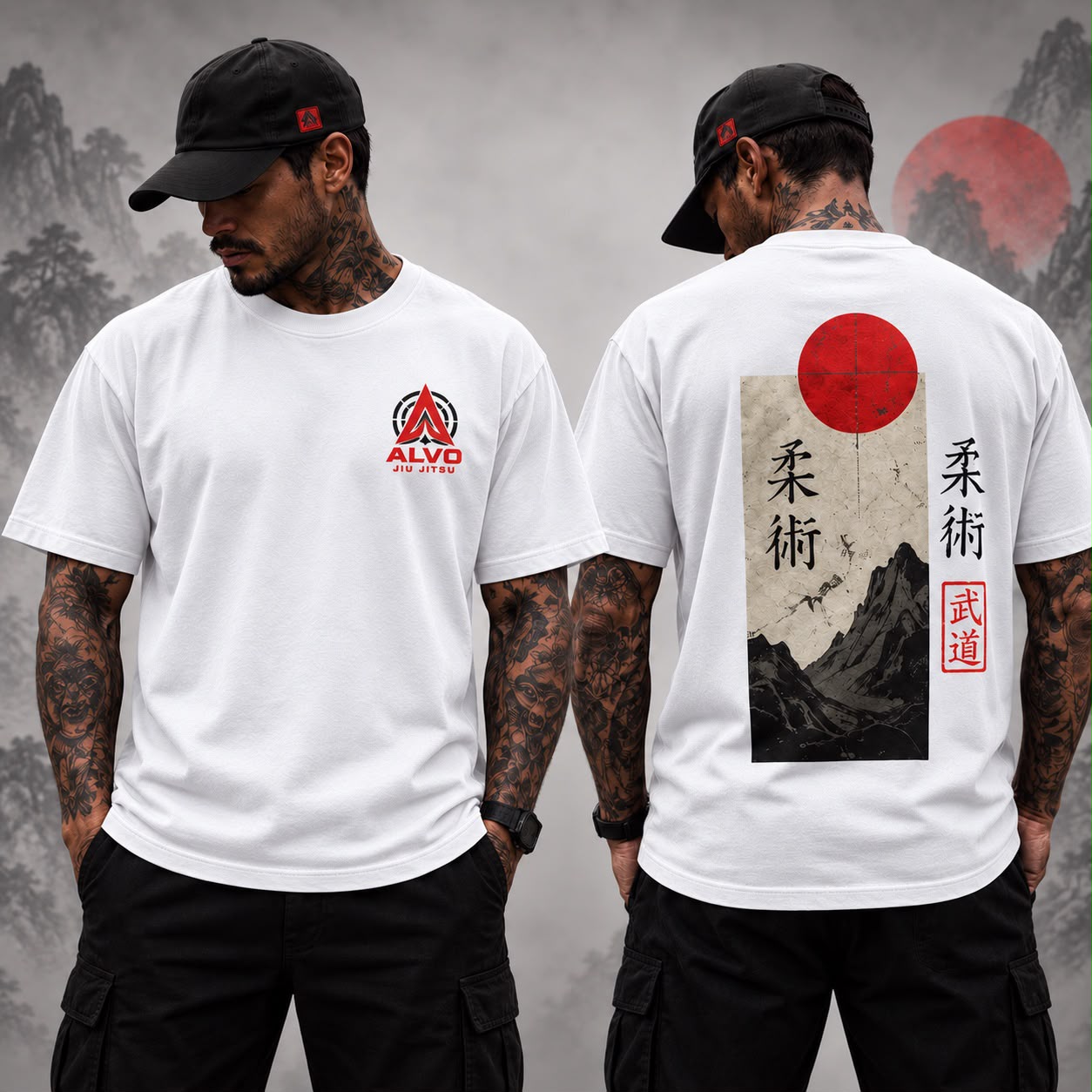 Pessoa vestindo camiseta ALVO kanji branca